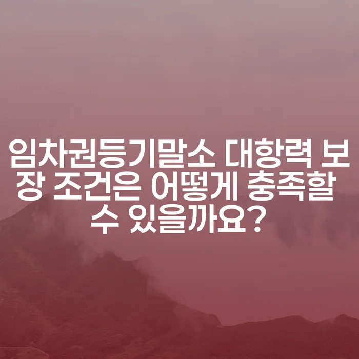 임차권등기말소 대항력 보장 조건은 어떻게 충족할 수 있을까요?